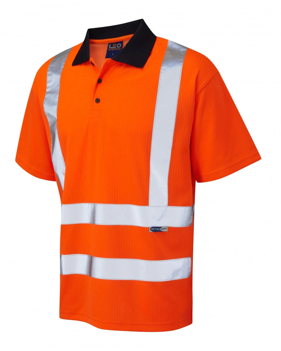 Leo Workwear Croyde Iso 20471 Cl 2 Comfort Polo Shirt - Image 3