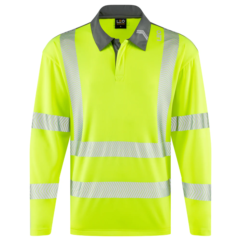 Leo Workwear Georgeham Leo Ecoviz Coolmax High Performance Sleeved Polo Shirt - Image 4