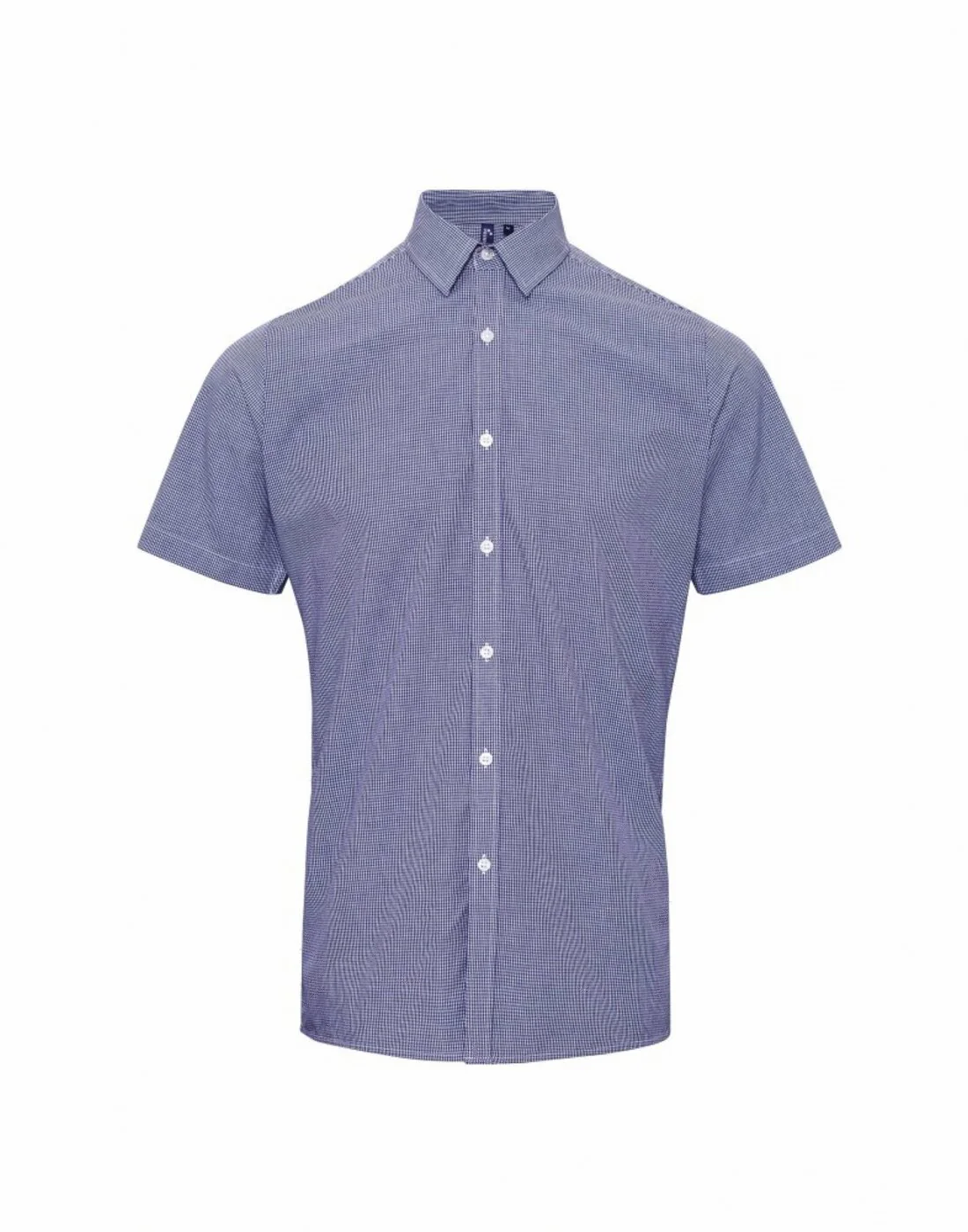 Premier Men's Short Sleeve Gingham Cotton Microcheck Shirt - Image 4