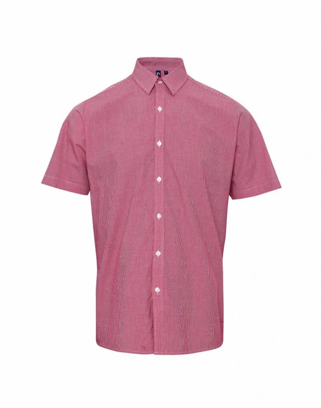 Premier Men's Short Sleeve Gingham Cotton Microcheck Shirt - Image 5